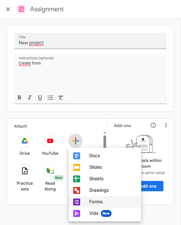 Form to create new task