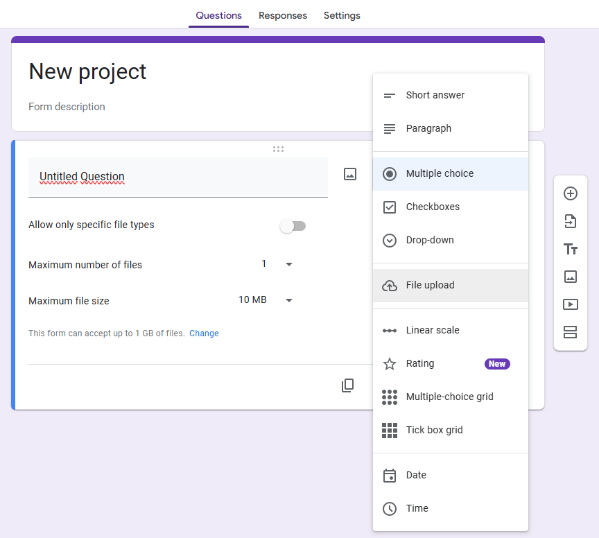 Editing a question in google forms
