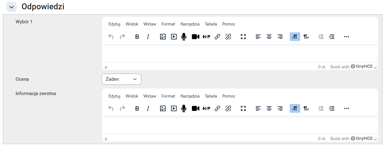 Pole do wpisania odpowiedzi na zadane pytanie oraz ustawienie punktów