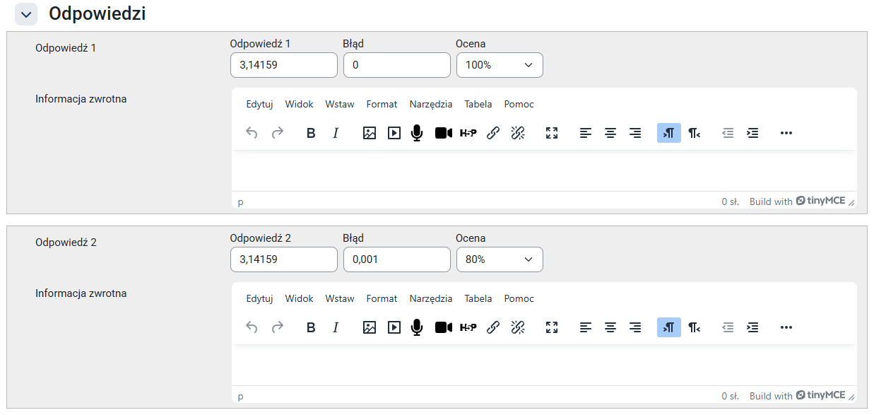 Pola odpowiedzi w pytaniu numerycznym